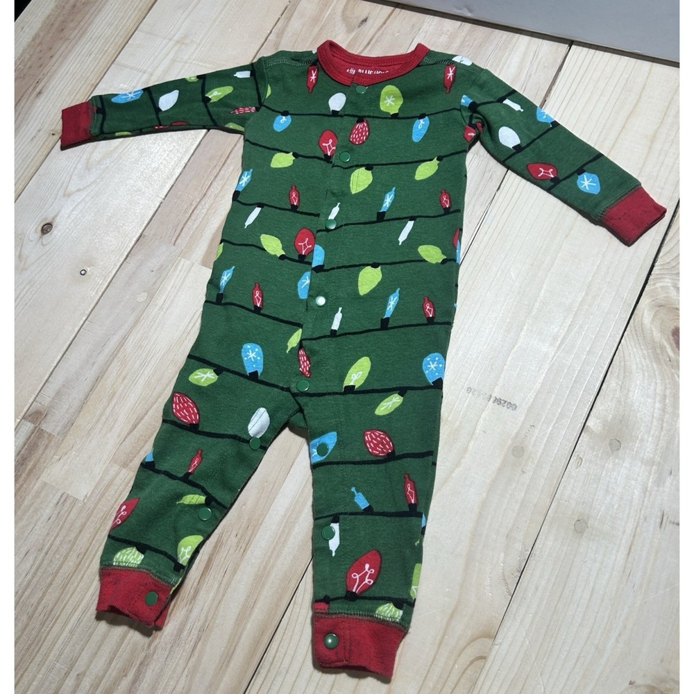 Little Blue House Christmas OUT LIKE A LIGHT Green Pajamas Sz 6-12 mos Sleeper